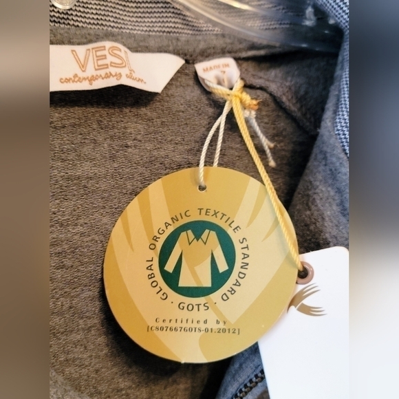 Vesi Organic Cotton Sweater Gray Heather Collared Small - Picture 7 of 13